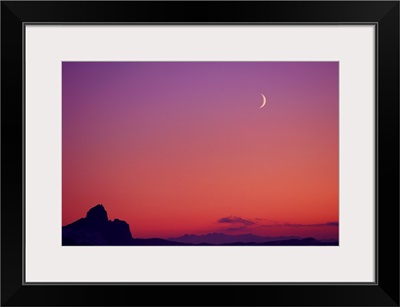 Crescent moon at dusk, Garibaldi Park