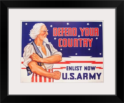 Defend Your Country, Enlist Now Us Army Wwii Poster