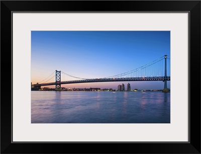 Delaware River; Ben Franklin Bridge; dusk, I-676/US 30 highways