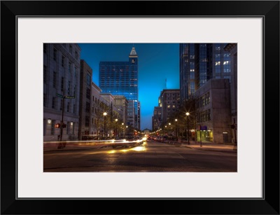 Downtown Raleigh North Carolina at dusk.