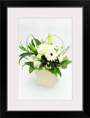 Flower bouquet against white background.