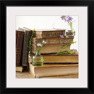 Flowers on old books