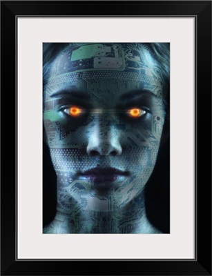 Headshot of robotic woman