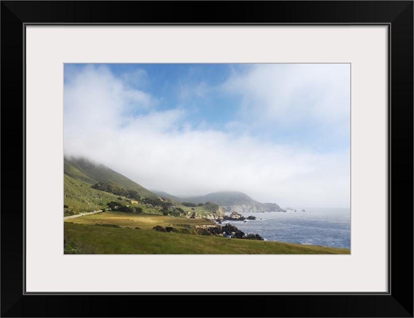 Summer california road trip on highway 1 along Big Sur between Monterey and San Luis Obispo with mountains, highway and th...