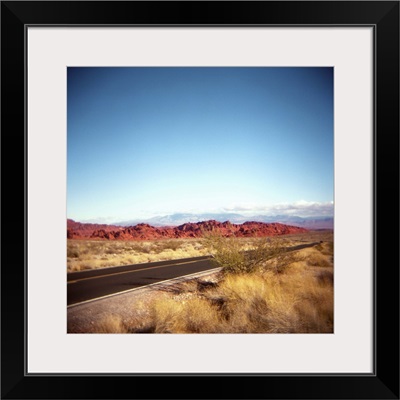 Highway entering the Valley of Fire in Nevada.