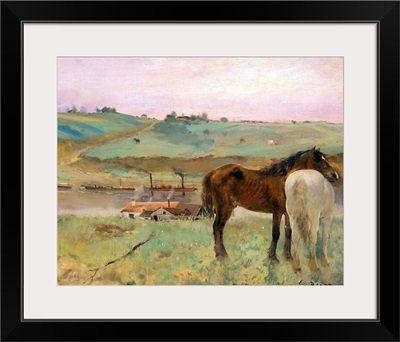 Horses In A Meadow By Edgar Degas