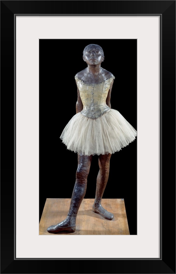 Dressed Ballet Dancer (the little dancer) (Front view). Work by Edgar Degas (1834-1917), bronze sculpture with muslin, sat...