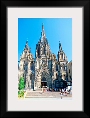 Low angle view of Barcelona Cathedral, Barcelona, Spain