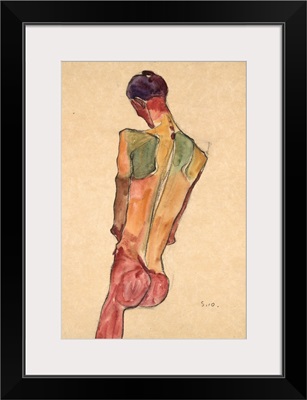 Male Nude, Back View By Egon Schiele