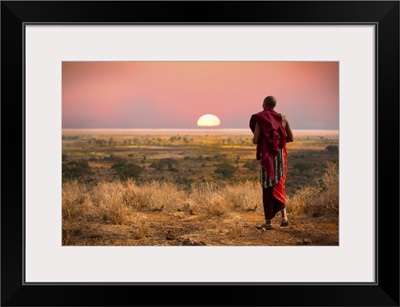 Masai Warrior At Sunset