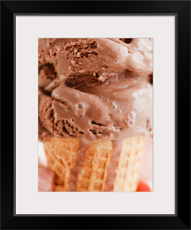 USA, New Jersey, Jersey City, Close up of melting chocolate ice cream