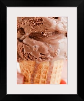 Melting chocolate ice cream on a summer noon in New York