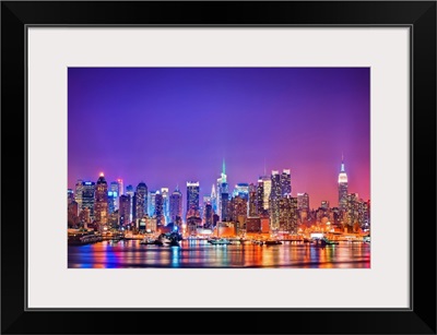 Midtown Manhattan at night and reflections.