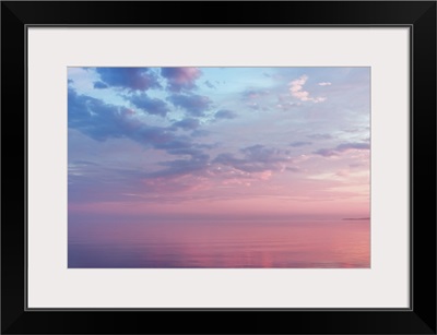 Misty Lilac Seascape With Pink Clouds