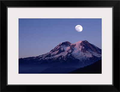 Moon Over Mount Rainier - Washington