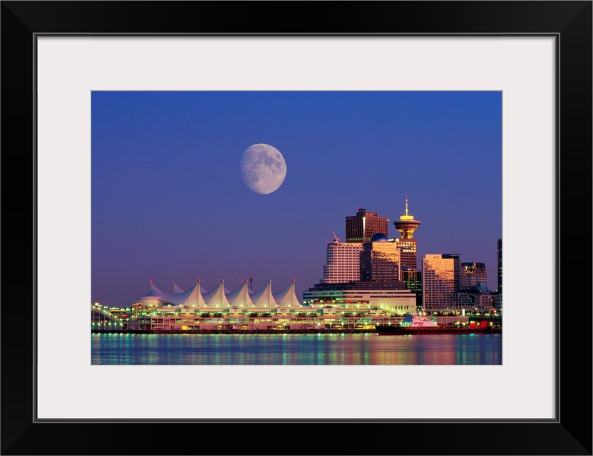 Moon Over Vancouver And Coal Harbor