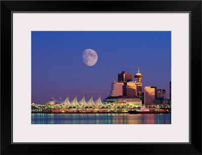 Moon Over Vancouver And Coal Harbor