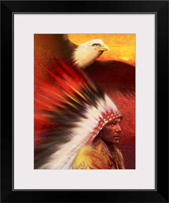 Native American man with Bald Eagle