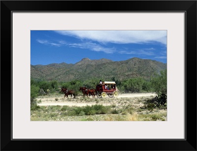 Old fashioned stagecoach pulled by horses, Old Tucson, Arizona