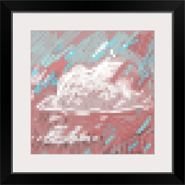 Pixel Art Cloud On A Pink Sky