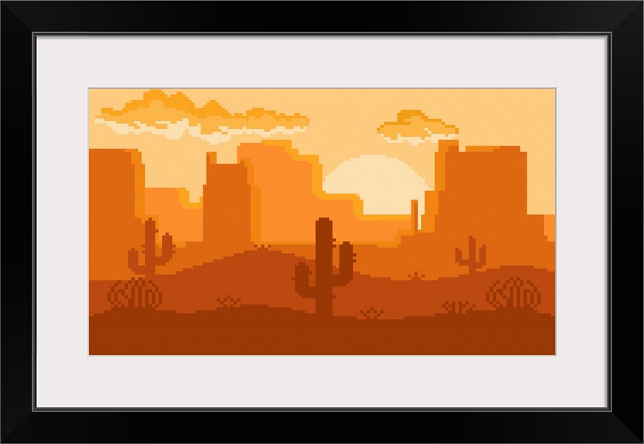 Pixel Art Of Desert In The Afternoon