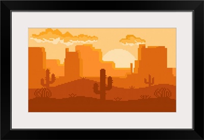 Pixel Art Of Desert In The Afternoon