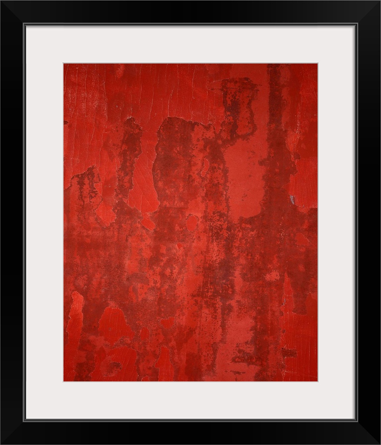 Originally a contemporary abstract painting with red rust-like, peeled paint texture. Our canvases are digital prints prod...