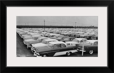 Rows Of Plymouth Motor Cars Automobiles