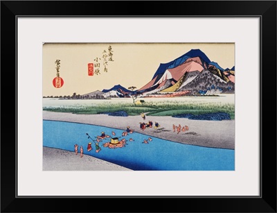 Scenery of Odawara in Edo Period, Painting, Woodcut, Japanese Wood Block Print