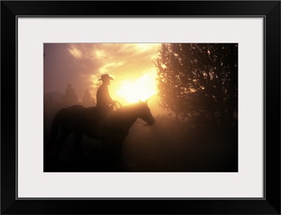 Silhouette Of Cowboy On A Horse