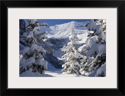 Snowy scene at Lake Louise, Alberta, Canada