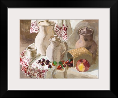 Still Life With Earthenware Jugs And Fresh Berries