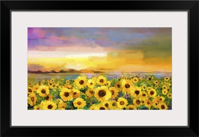 Sunflowers At Sunset