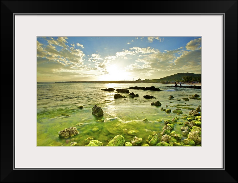 View of rocks and coral reefs in sunny afternoon, Nanwan, Pingtung, Taiwan.