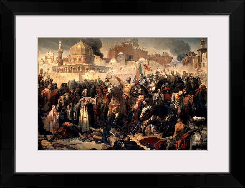 First Crusade: Taking of Jerusalem by the Crusaders, 15 July 1099. Godfrey of Bouillon ( or Godefroi - Godefroy de Bouillo...