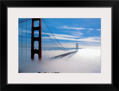 The Golden Gate Bridge in fog in San Francisco, California, USA