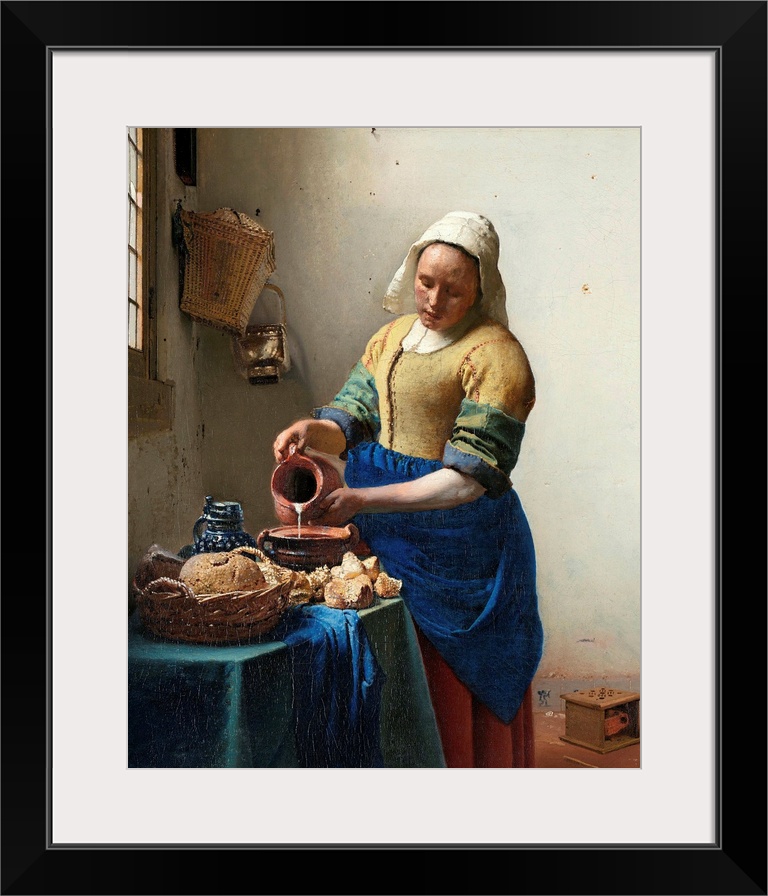 The Milkmaid (Het melkmeisje) or The Kitchen Maid, circa 1658. Oil on canvas, 41 x 45.5 cm. Rijksmuseum, Amsterdam, Nether...