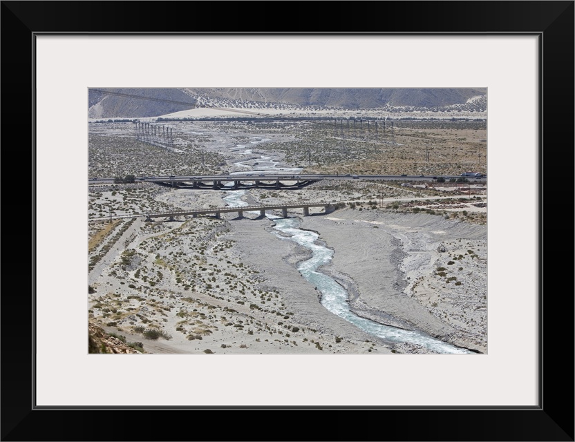 The Whitewater River flows under the interstate and through the wind farms outside of Palm Springs, Ca