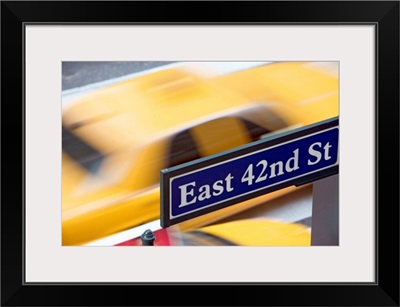 USA, New York City, Manhattan, Road direction sign on 42nd Street
