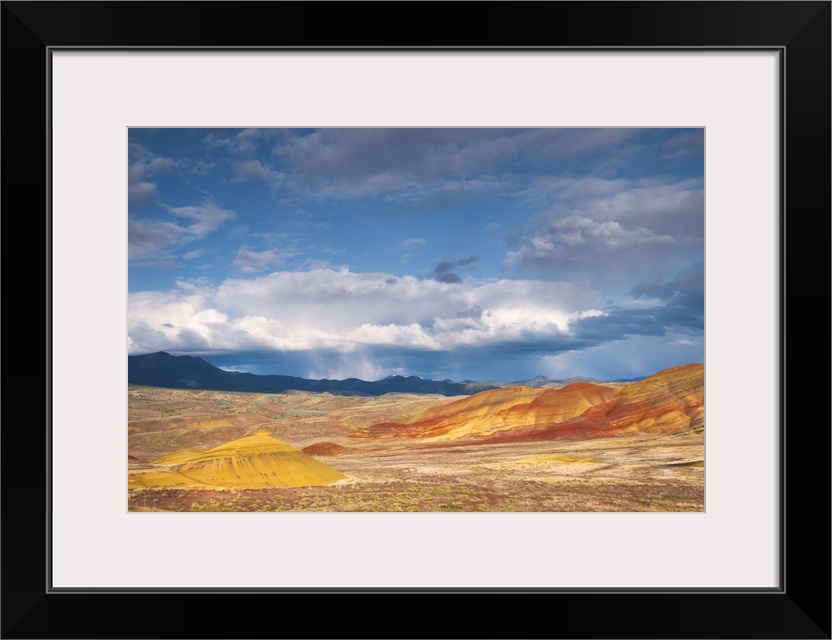 USA, Oregon, Mitchell, Painted Hills with storm clouds