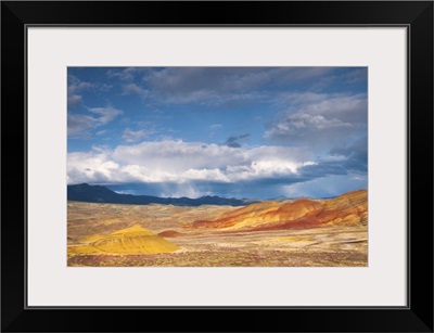 USA, Oregon, Mitchell, Painted Hills with storm clouds