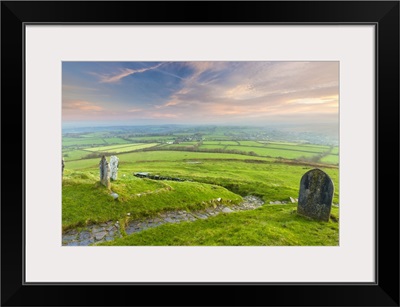 View from Brent Tor on edge of Dartmoor National Park, Devon, England.