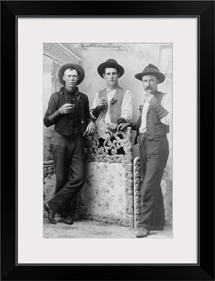 Vintage image of cowboys drinking and smoking