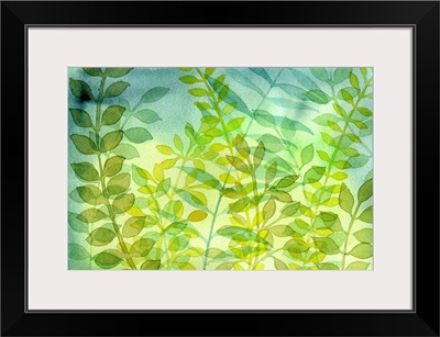 Watercolor Leaves And Branches Green