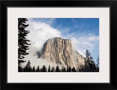 Yosemite in November El Capitan coming out of fog.