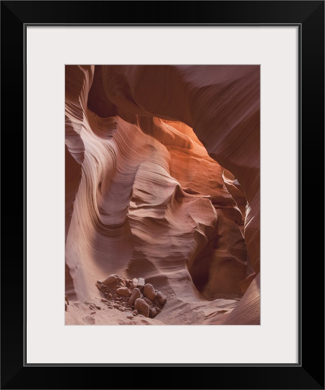 A photograph of a view of the slot canyons of Antelope Canyon in Arizona.