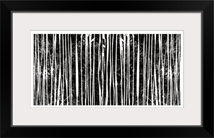 Abstract artwork of several vertical black and white lines.