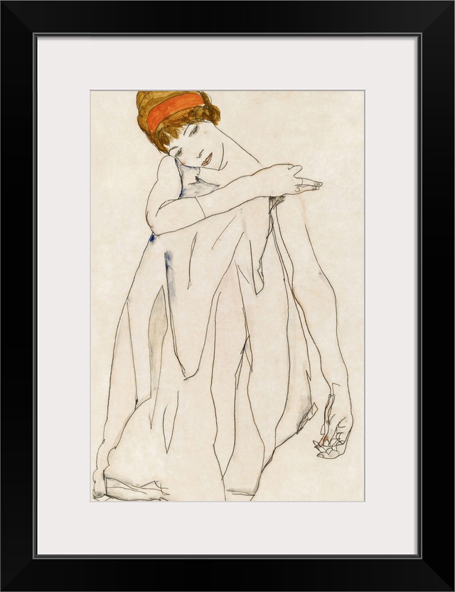 Dancer (1913) by Egon Schiele. Original female line art drawing from The MET museum. Digitally enhanced by rawpixel.