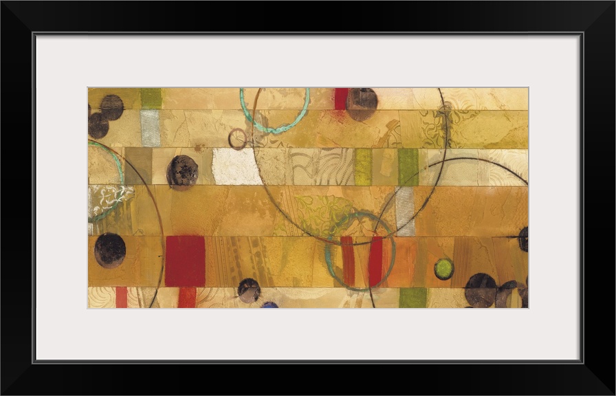 Contemporary abstract painting using earth tones with cascading organic and geometric shapes.