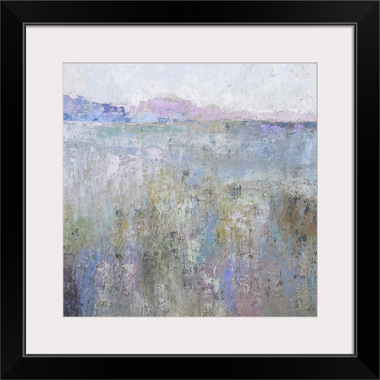 Contemporary landscape painting in pastel colors.